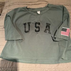 Army green USA crop top